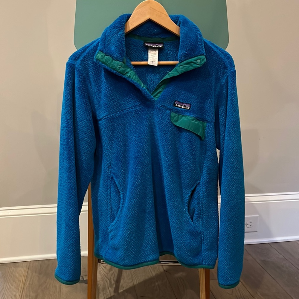 Patagonia Re-Tool Blue and Green Fleece pullover